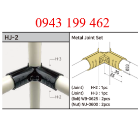 HJ-2 – Metal Joint Set | Khớp nối 3 hướng Ø28 mm