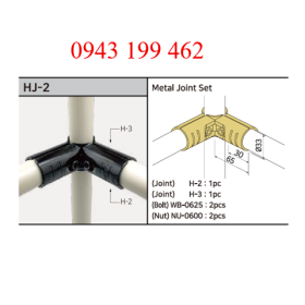 HJ-2 – Metal Joint Set | Khớp nối 3 hướng Ø28 mm
