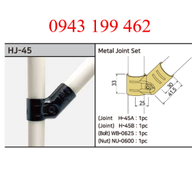 HJ-45 – Metal Joint Set | Khớp nối góc 45° Ø28 mm