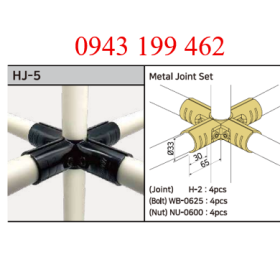 HJ-5 – Metal Joint Set | Khớp nối 4 hướng Ø28 mm