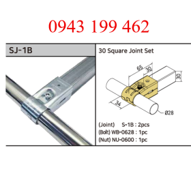 SJ-1B – 30 Square Joint Set | Khớp nối ống vuông 30 × 30 mm với ống tròn Ø28 mm