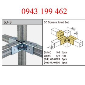 SJ-3 – 30 Square Joint Set | Khớp nối nhiều hướng ống vuông 30 × 30 mm