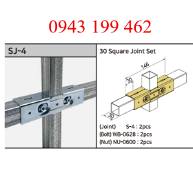 SJ-4 – 30 Square Joint Set | Khớp nối thẳng ống vuông 30 × 30 mm