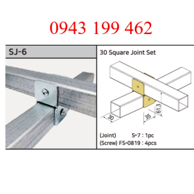 SJ-6 – 30 Square Joint Set | Khớp nối ống vuông 30 × 30 mm